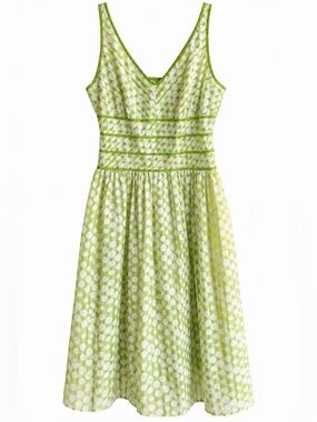 Vintage Robbie Bee Green & White Polka Dot Midi Dress (Vintage Size 16)